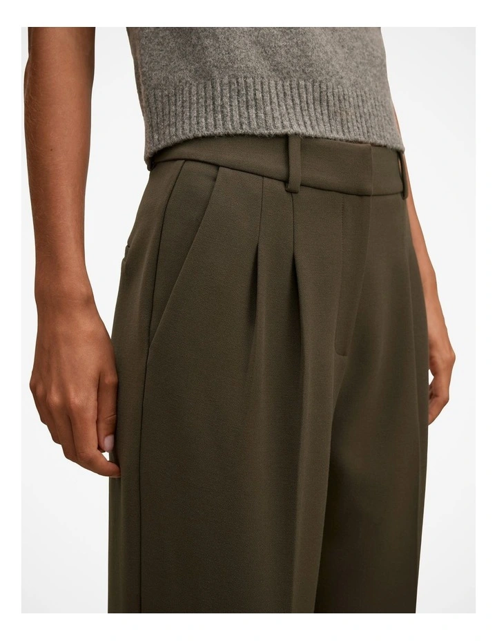 Eva Pleated Wide Leg Pant in Green image 4