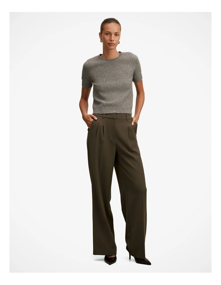 Eva Pleated Wide Leg Pant in Green image 5