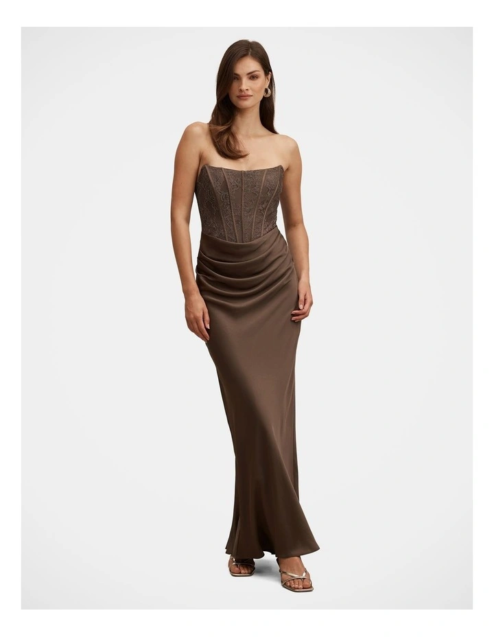 Ivy Lace Corset Drape Maxi Dress in Green image 1