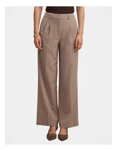 Eva Pleated Wide Leg Pants in Brown
