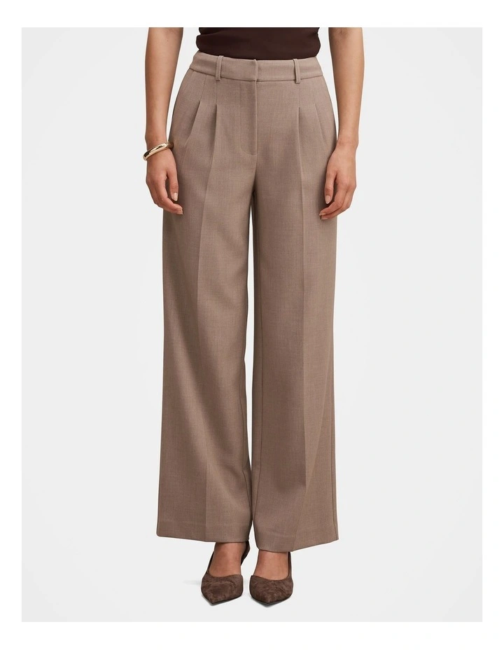 Eva Pleated Wide Leg Pants in Brown image 1