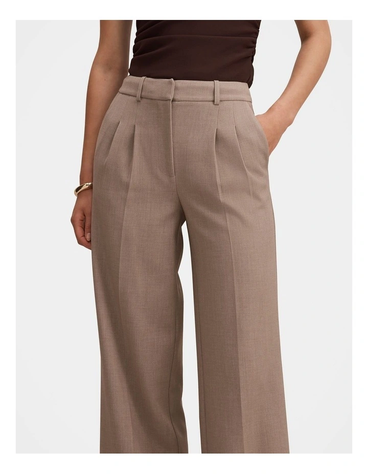 Eva Pleated Wide Leg Pants in Brown image 4