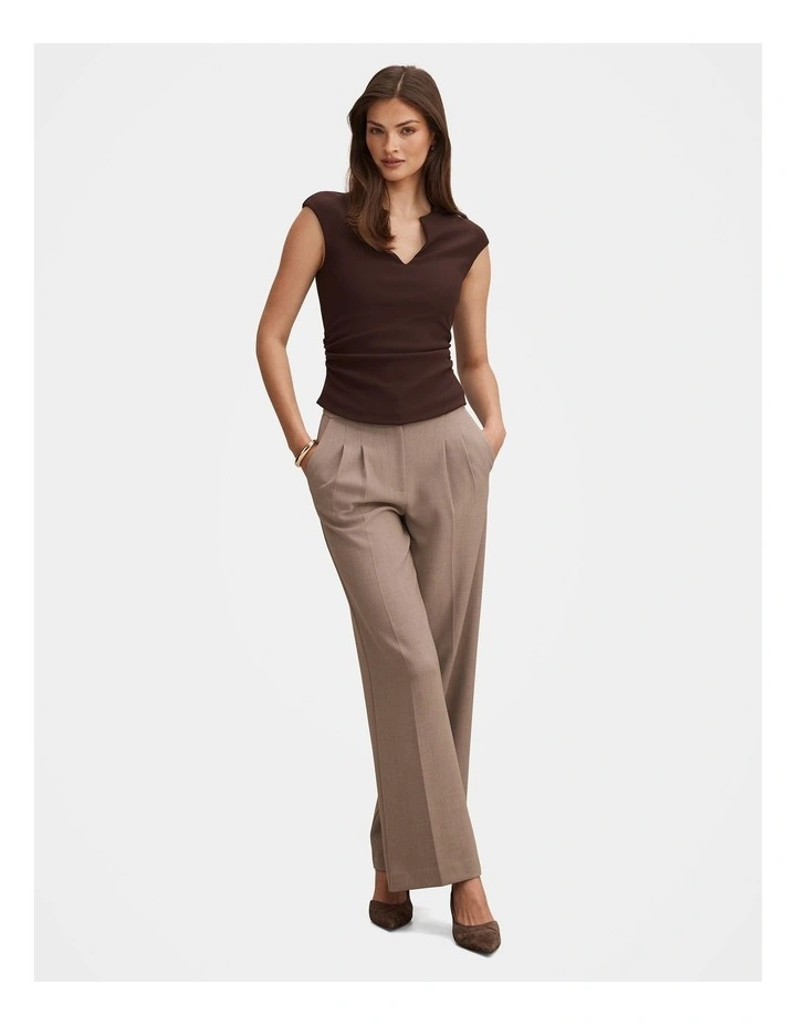 Eva Pleated Wide Leg Pants in Brown image 5