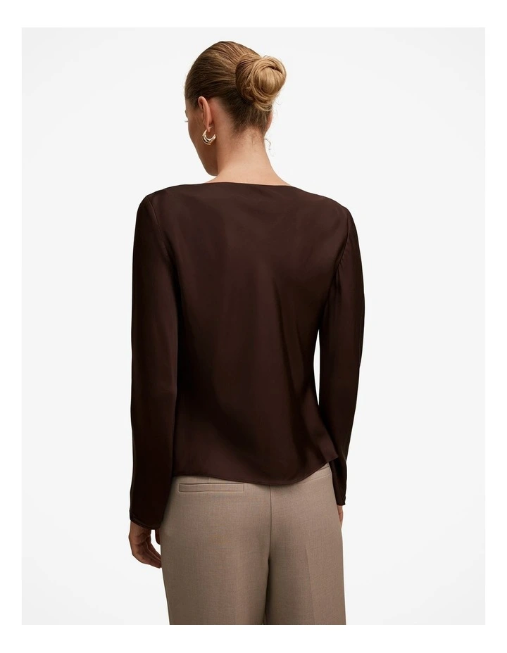 Rae Boatneck Long Sleeves Top in Brown image 2