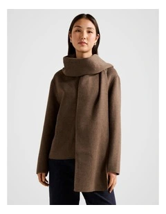 Sutton Scarf Coat in Brown