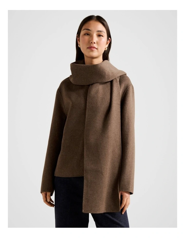 Sutton Scarf Coat in Brown image 1