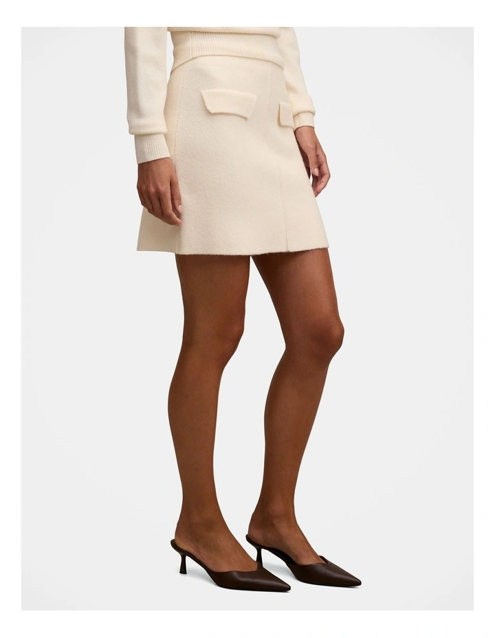 Natalie Knitted Mini Skirt in Cream image 3