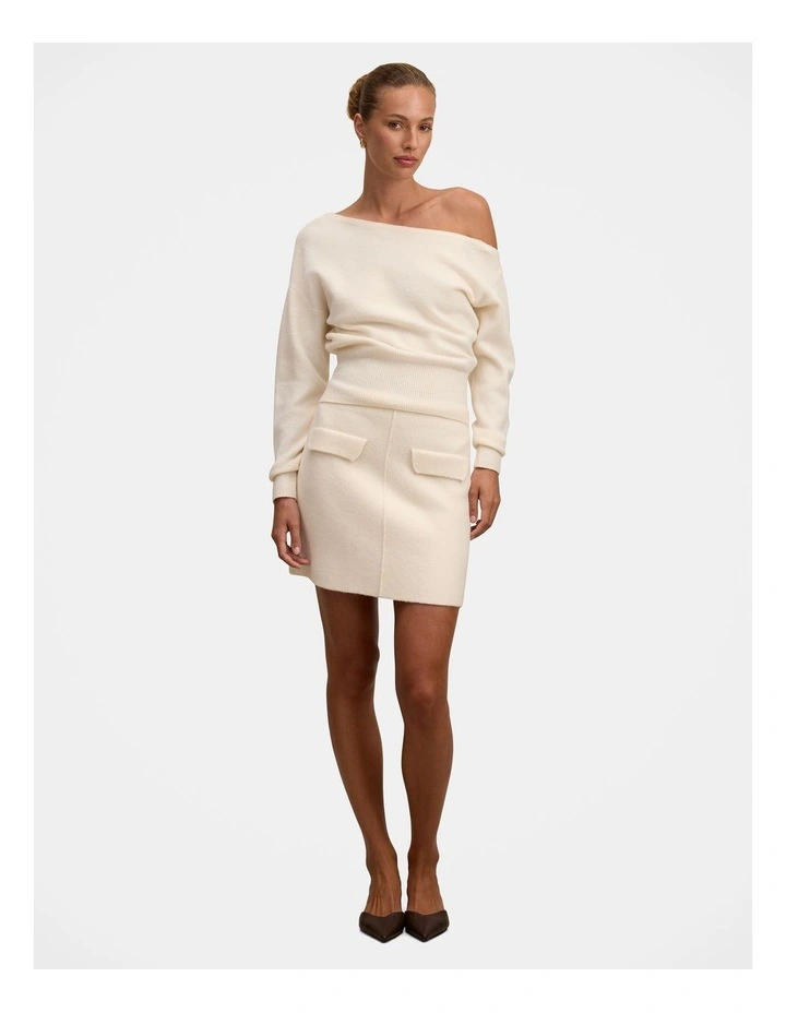 Natalie Knitted Mini Skirt in Cream image 5