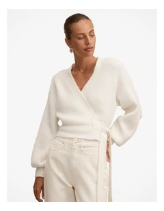 Mollie Tie Wrap Cardigan in Cream