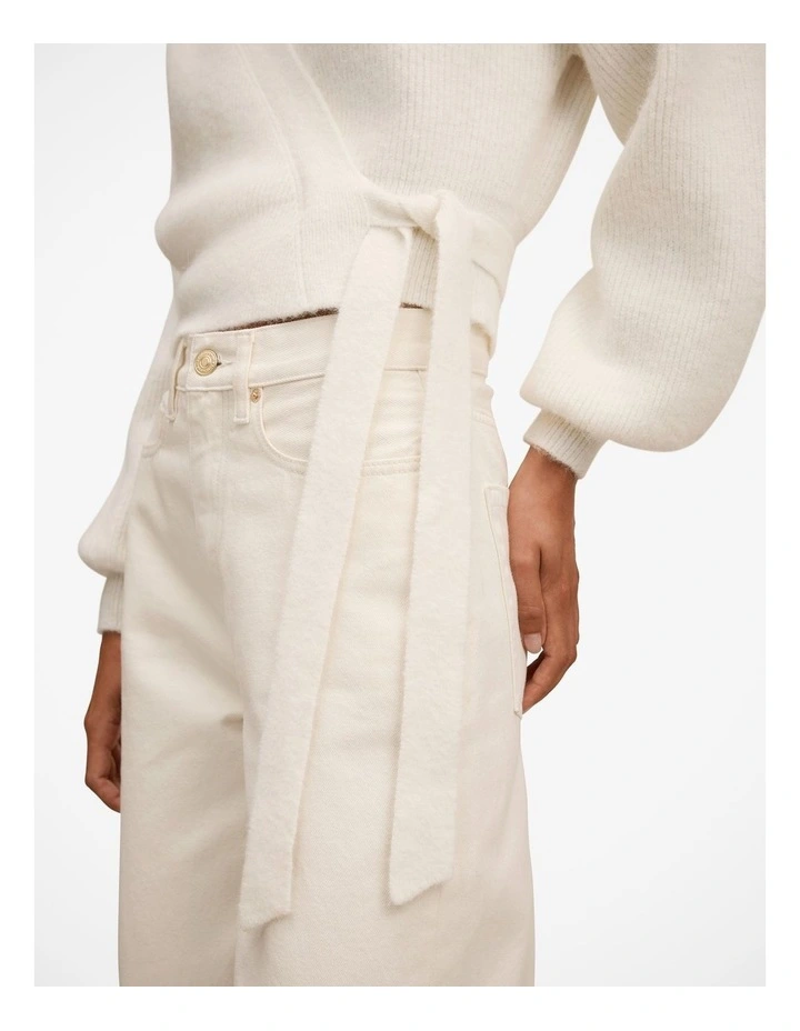 Mollie Tie Wrap Cardigan in Cream image 4