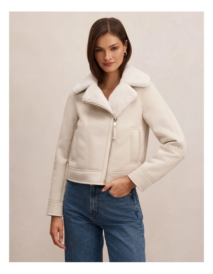 Juniper Aviator Jacket in Cream image 1