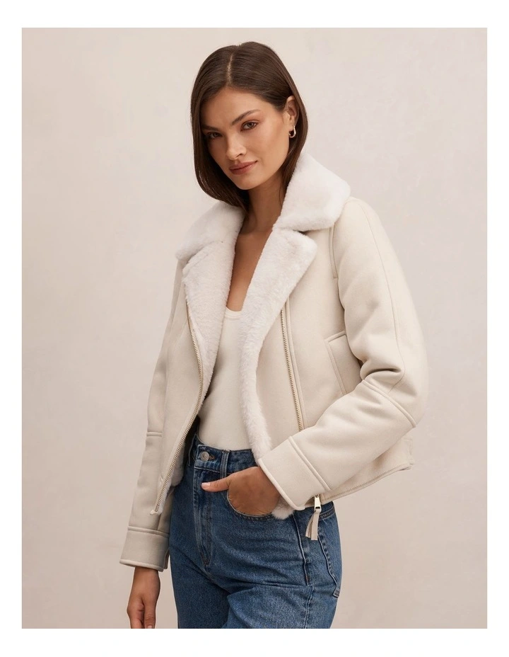 Juniper Aviator Jacket in Cream image 3