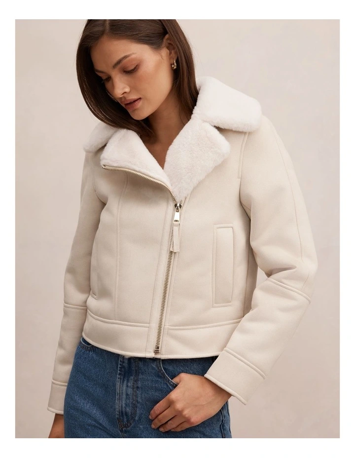 Juniper Aviator Jacket in Cream image 4