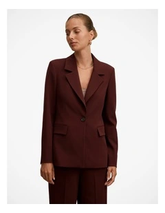 Pia Single Breasted Blazer in Brown