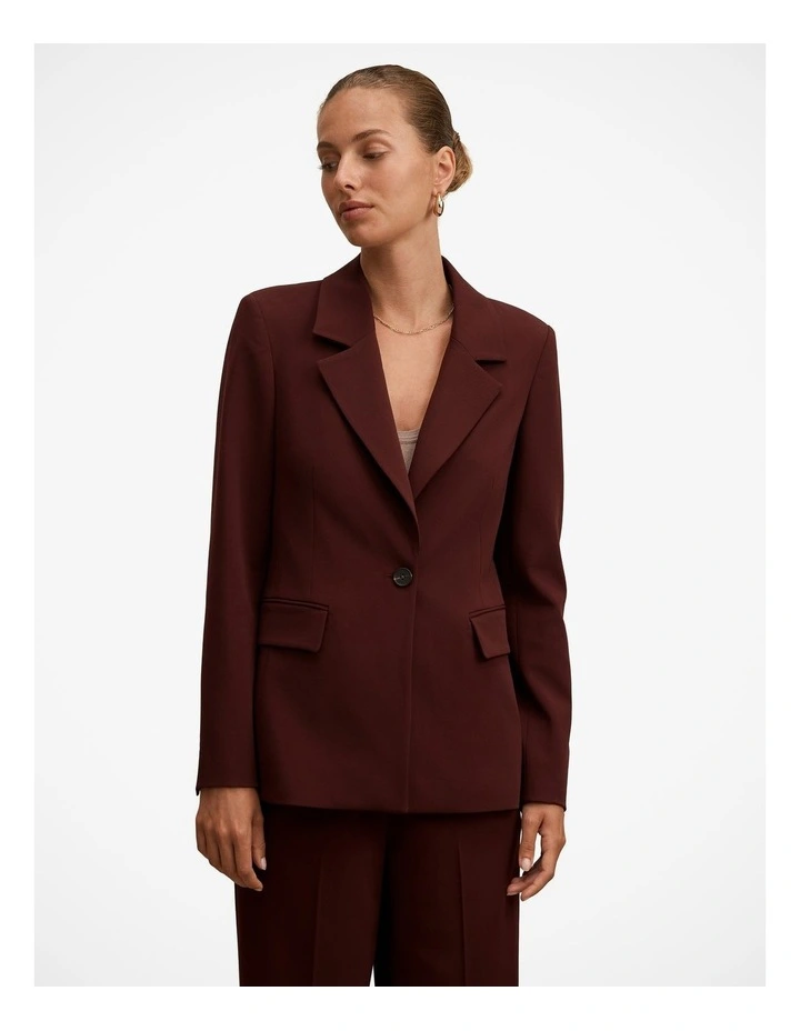 Pia Single Breasted Blazer in Brown image 1