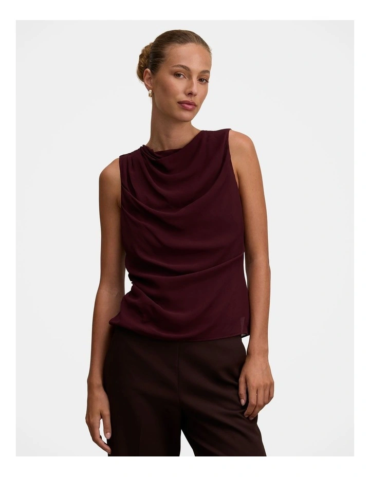 Tiffany Draped Sleeveless Top in Purple image 1