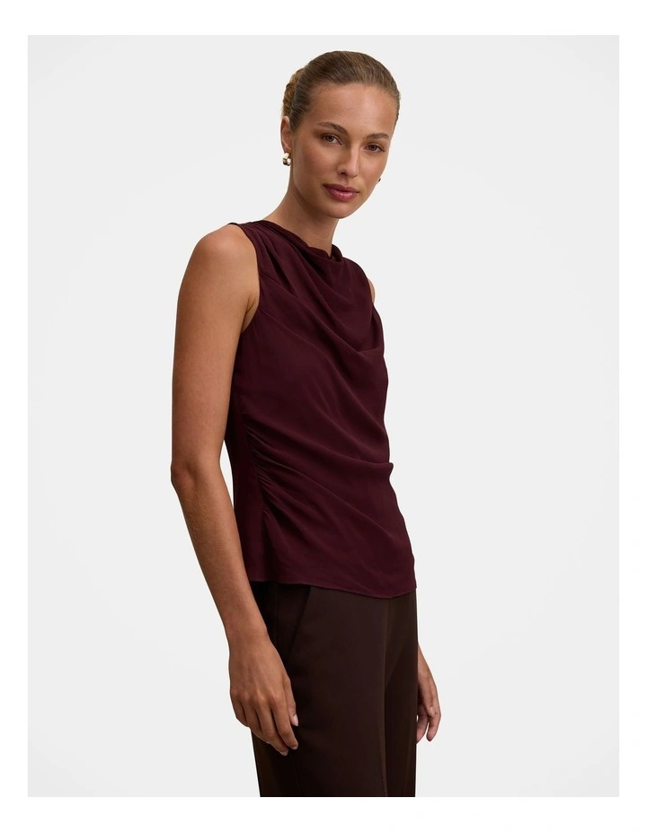 Tiffany Draped Sleeveless Top in Purple image 3