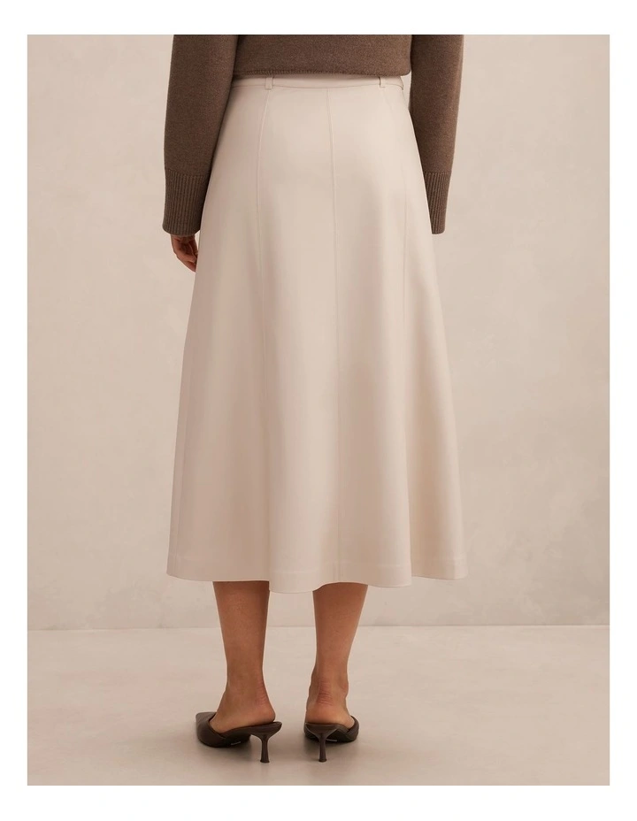 Isla Vegan Leather Midi Skirt in Cream image 2