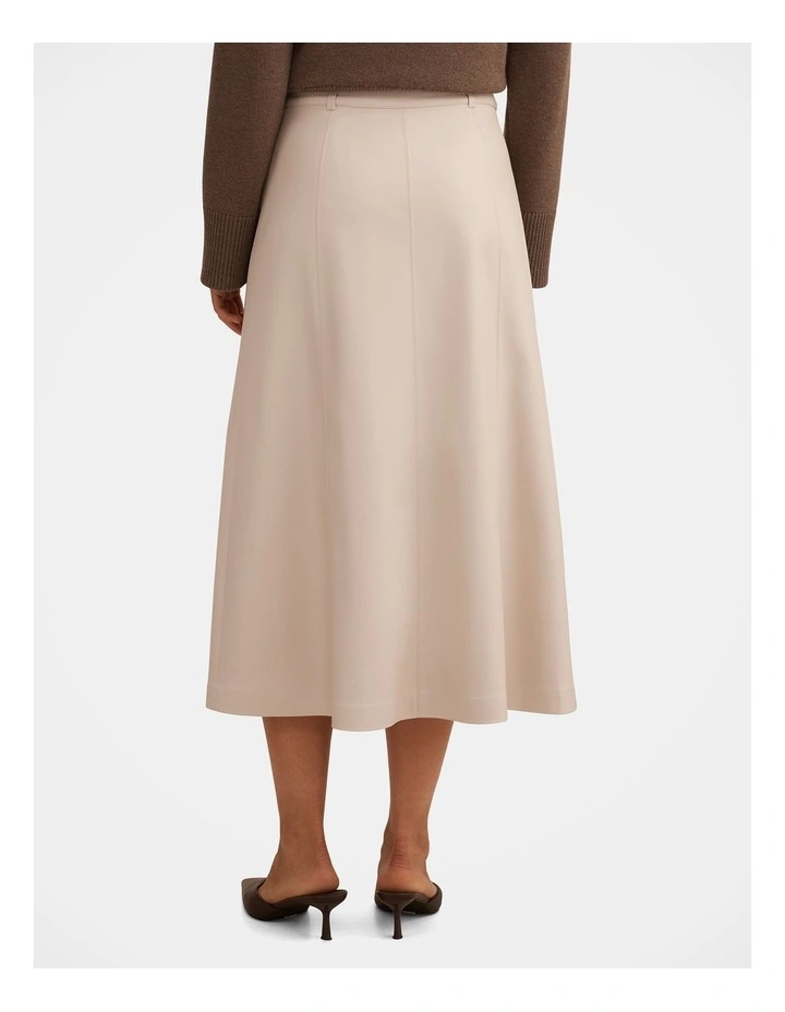 Isla Vegan Leather Midi Skirt in Cream image 2