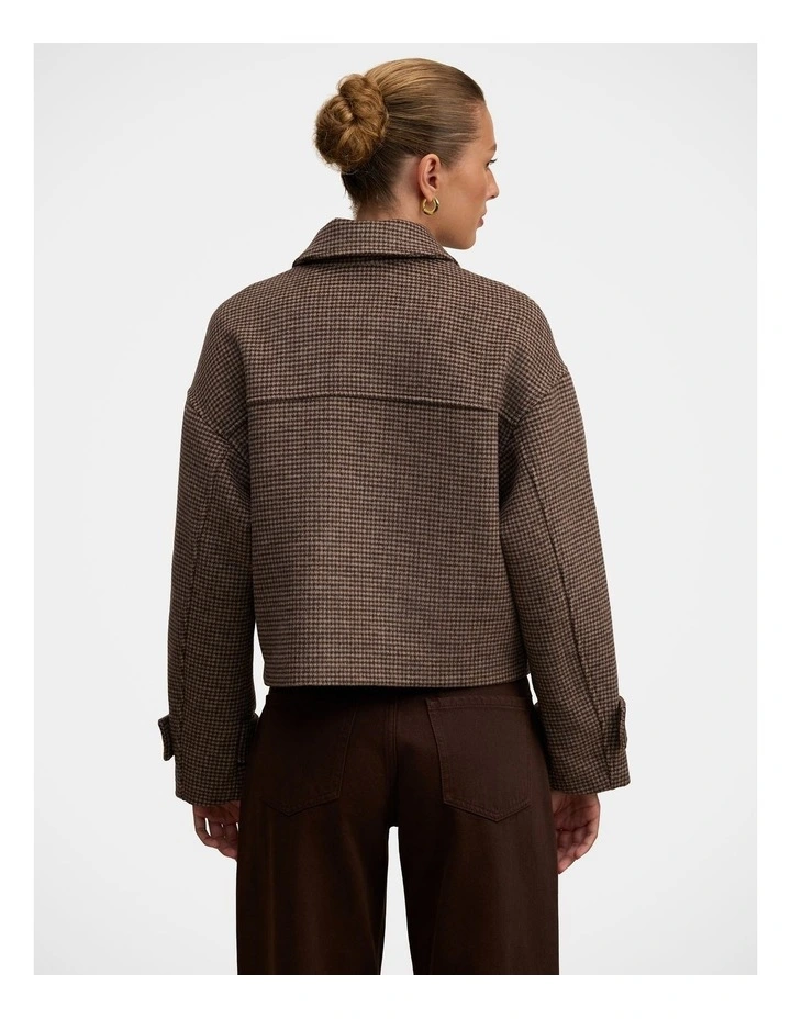 Kaylee Check Cropped Jacket in Brown image 2