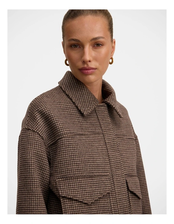 Kaylee Check Cropped Jacket in Brown image 4