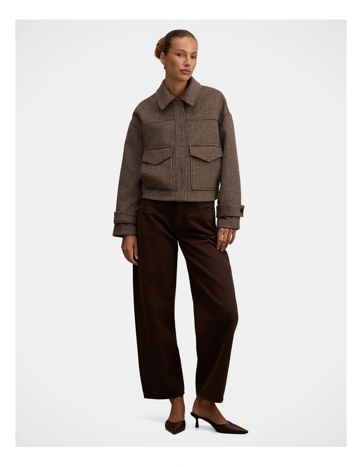 Kaylee Check Cropped Jacket in Brown image 5