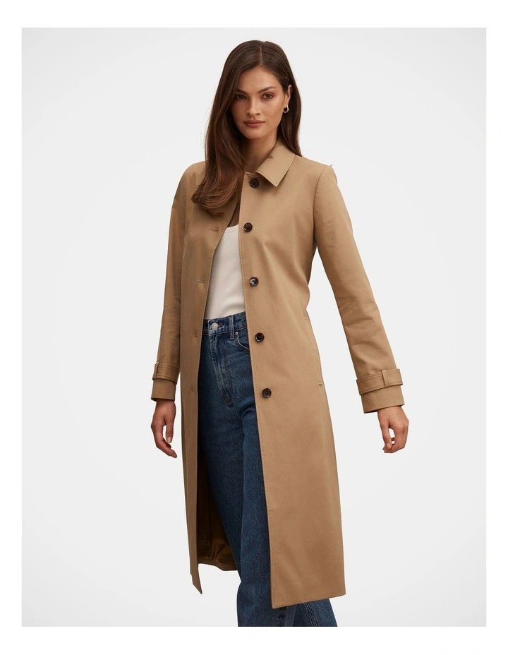 Maisie Belted Car Coat in Beige image 3