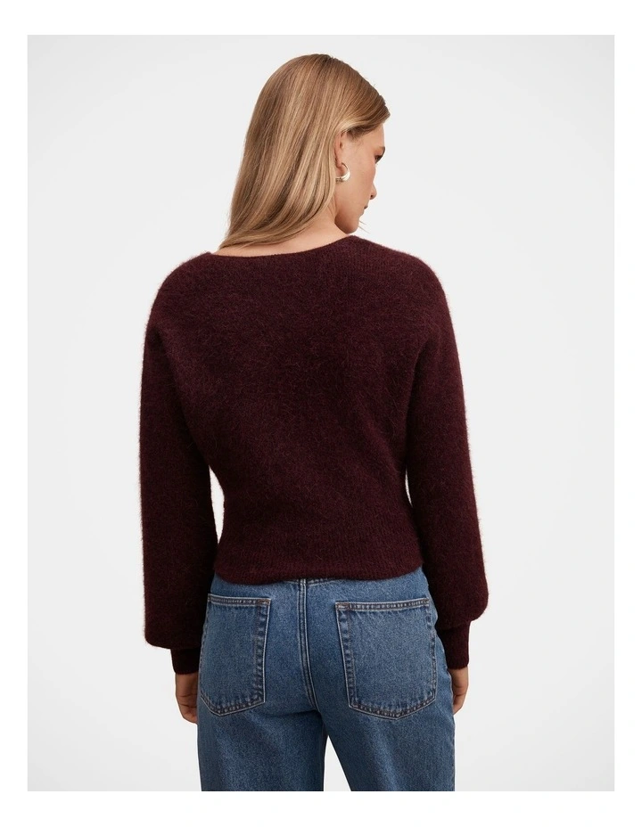 Florence Knitted Wrap Sweater in Purple image 2