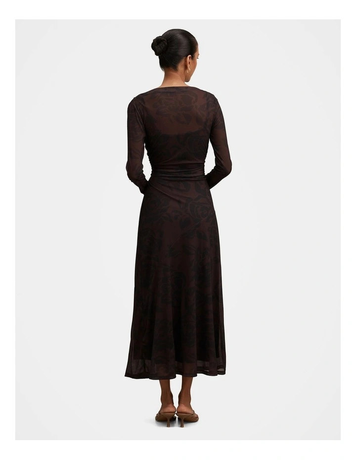 Georgia Long Sleeves Mesh Midi Dress in Multi image 2