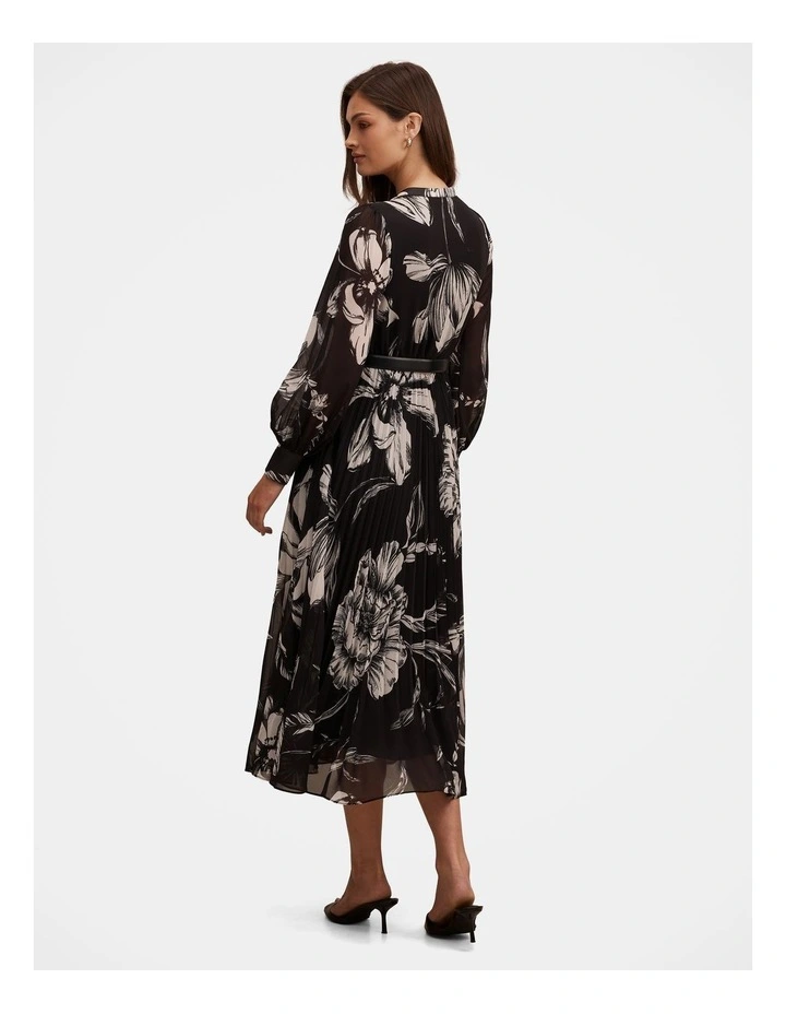 Saskia Pleated Wrap Midi Dress in Multi image 2