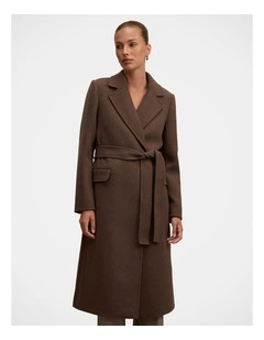 Aydee Double Breasted Coat in Brown