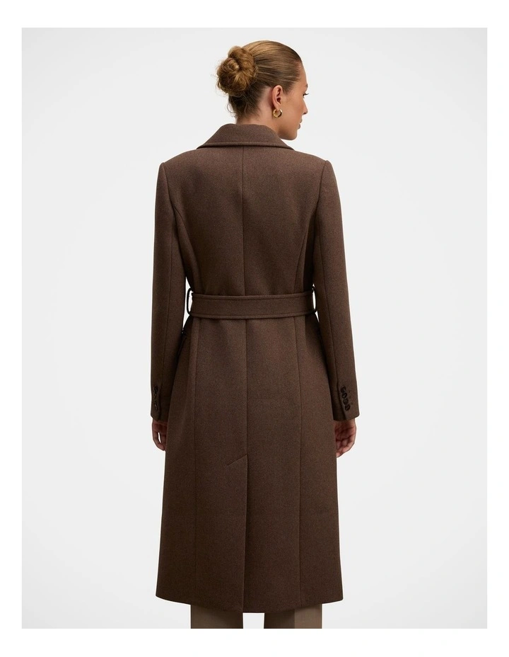 Aydee Double Breasted Coat in Brown image 2