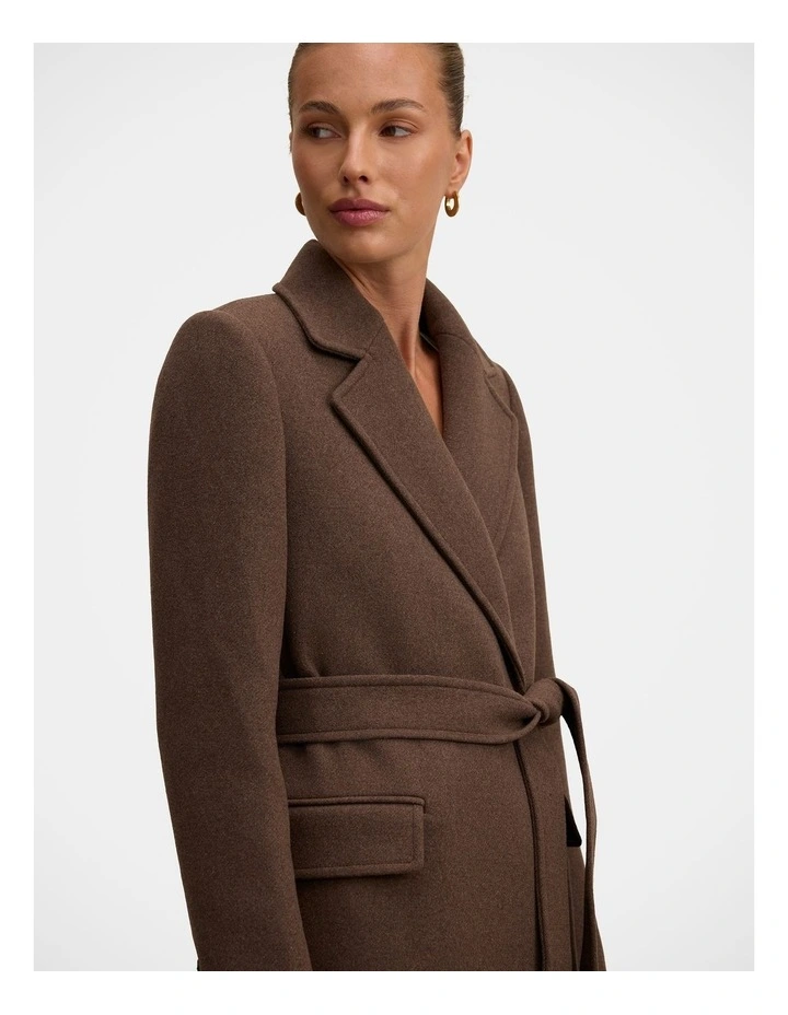 Aydee Double Breasted Coat in Brown image 4