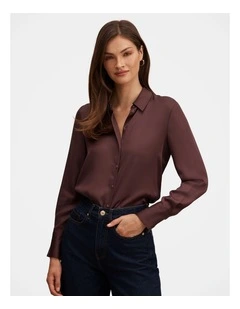 Coco Satin Shirt in Brown