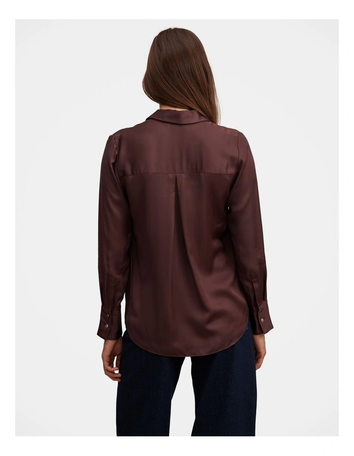 Coco Satin Shirt in Brown image 2