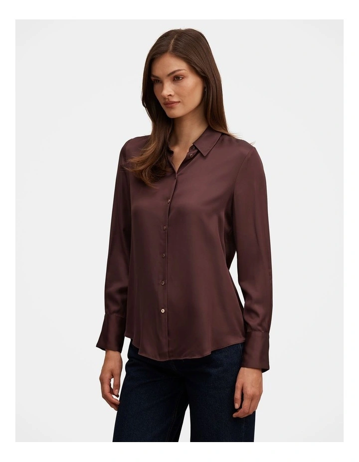 Coco Satin Shirt in Brown image 3