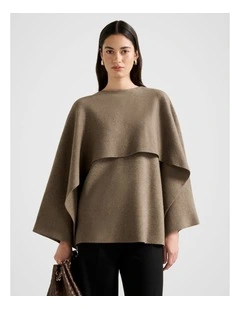 Tabitha Knitted Cape in Brown
