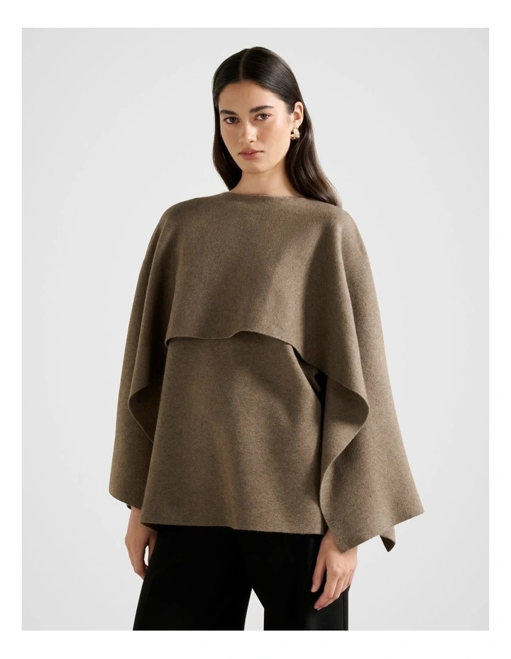 Tabitha Knitted Cape in Brown image 3