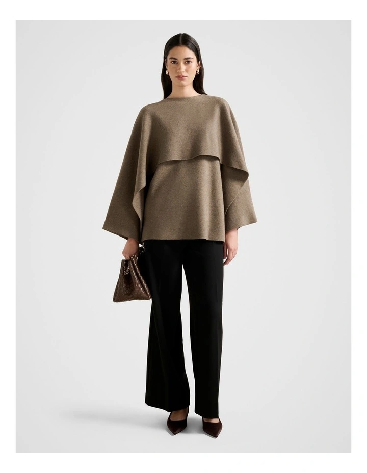 Tabitha Knitted Cape in Brown image 5
