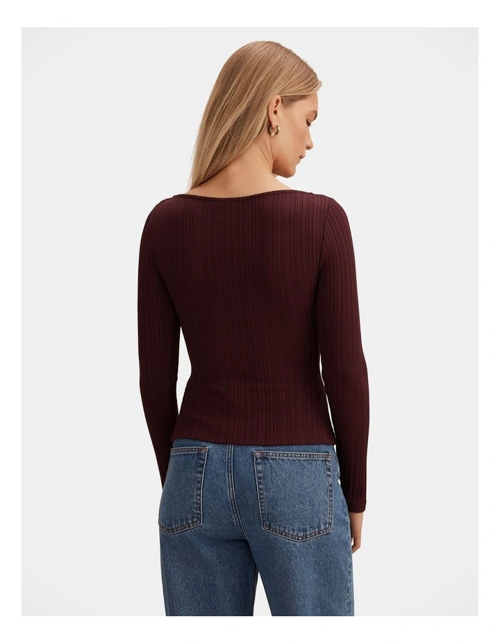 Minka Ribbed Boat Neck Top in Purple image 2