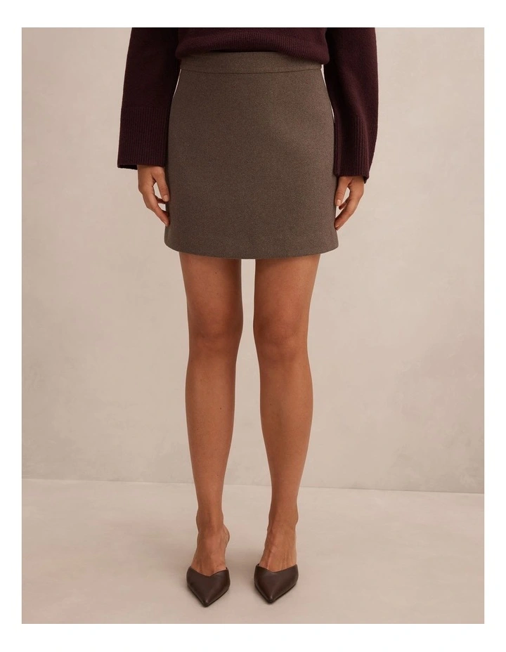 Danica Wool Mini Skirt in Brown image 1