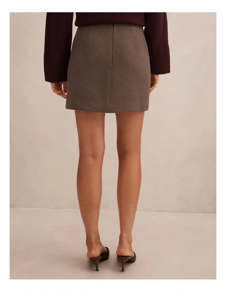 Danica Wool Mini Skirt in Brown image 2