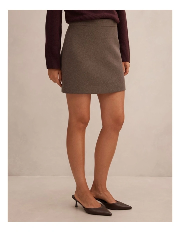 Danica Wool Mini Skirt in Brown image 3