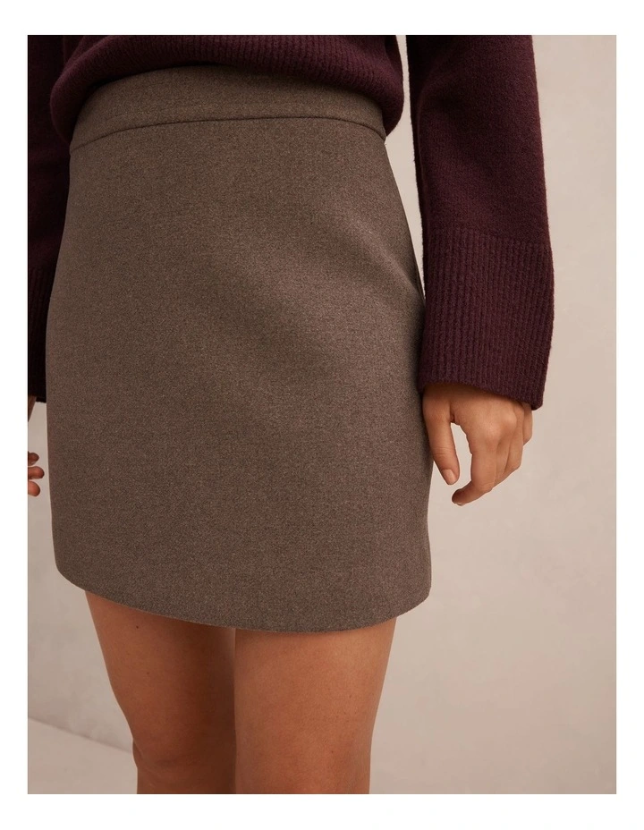 Danica Wool Mini Skirt in Brown image 4
