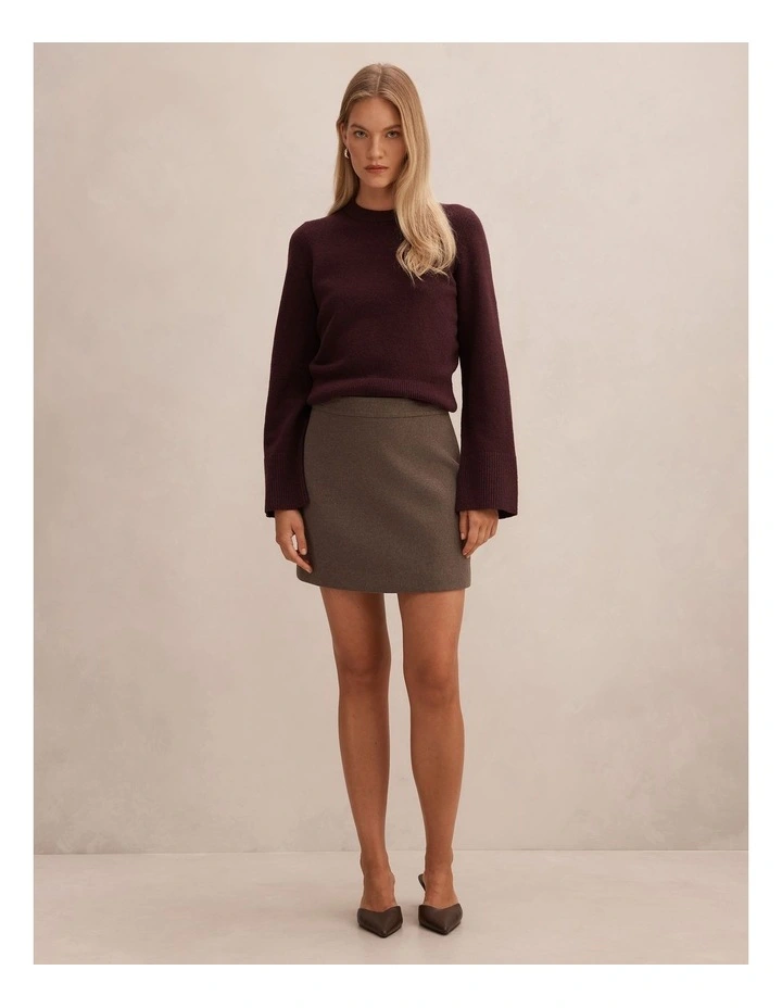 Danica Wool Mini Skirt in Brown image 5