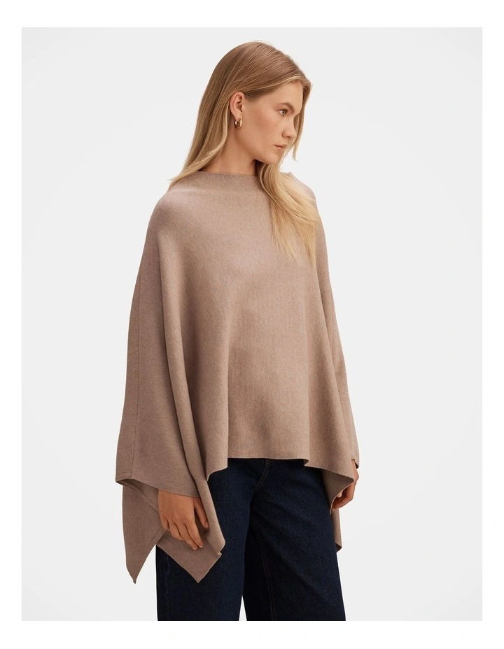 Claudia Knitted Cape in Brown image 3