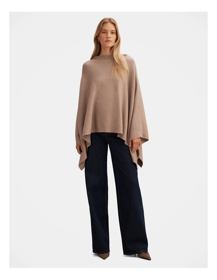 Claudia Knitted Cape in Brown image 5