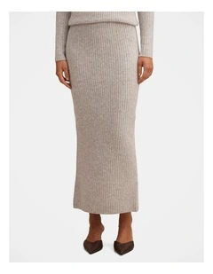 Marcie Ribbed Knitted Skirt in Grey