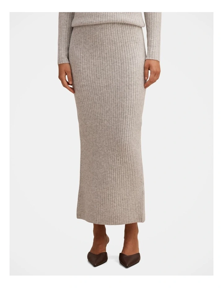 Marcie Ribbed Knitted Skirt in Grey image 1