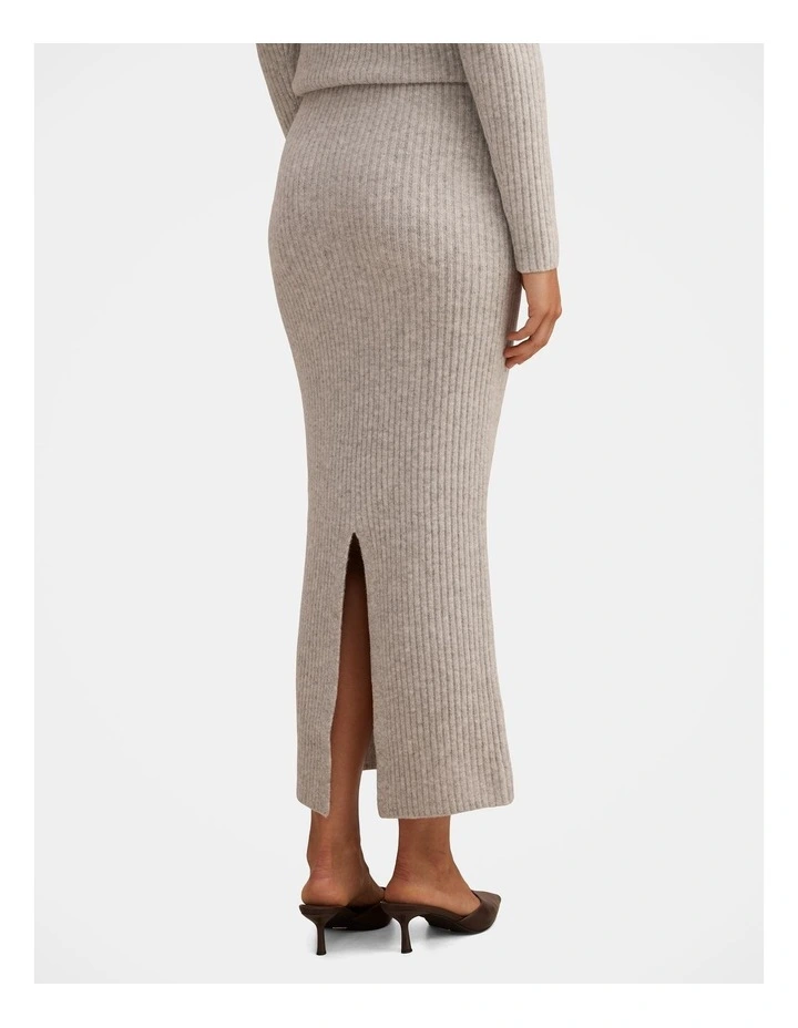 Marcie Ribbed Knitted Skirt in Grey image 2